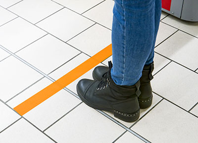 Marking tape for social distancing during the Covid-19 crisisA very famous French telephone company provider was looking for some marking tapes for social distancing in their shops during the Covid-19 crisis.We’ve delivered our reference 62400, which is a single-sided cloth tape, in orange colour and with a high visibility neon finish. This tape has a good adhesion on most surfaces and offers a clean removal without residue.