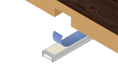 Doppelseitiges Klebeband für die Montage von LED-ProfilenDie meisten Firmen, die LED-Profile distribuieren, bieten mechanische Befestigungsmittel an. Unsere Referenz 34100, ein doppelseitiges Klebeband mit einem Polyestergewebeträger und eine high tack synthetische Kautschuk Klebeschicht, haftet gut auf den meisten Oberflächen, sogar auf LSE-Material. Außerdem kann diese starke Struktur Nägel und Schrauben ersetzen.  